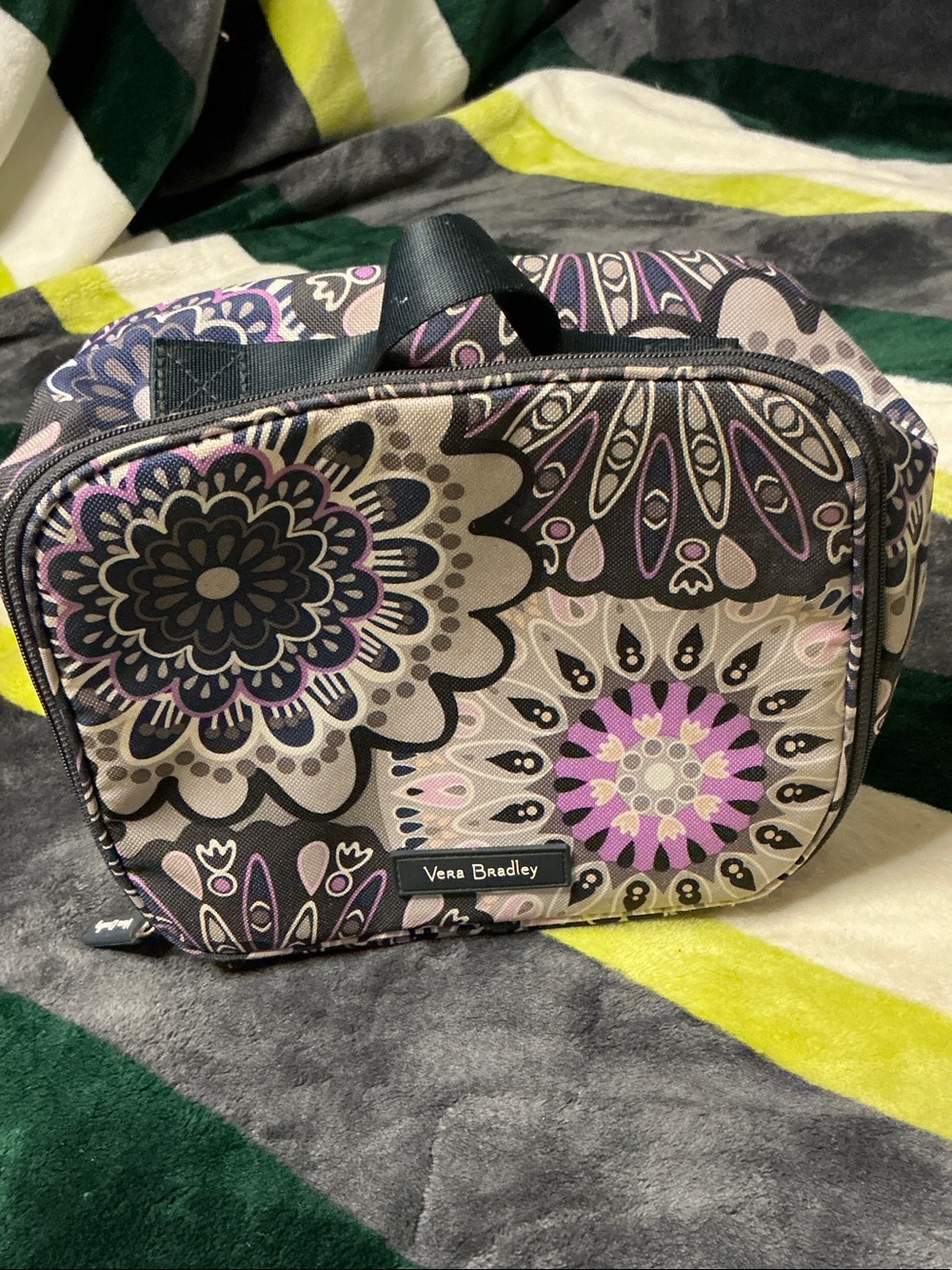 Vera Bradley Quilted Paisley Backpack and Cosmetic Case in Purple and Cream - Picture 4 of 16